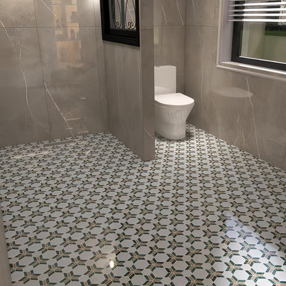 Retro Art Deco Green Marble Floor & Wall Tile - Luxury 3D Hexagon Mosaic MST039 FOC Tile