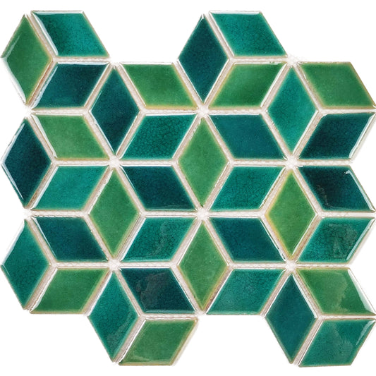 Diamond Backsplash Green Porcelain Tile FCCPT39