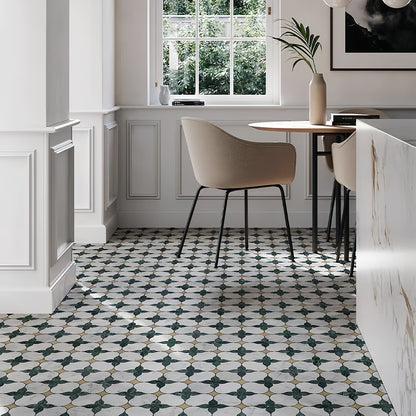 Floral Leaf Metal & Stone Mosaic Tile For Bathrooms and Kitchen Backsplashes MST023