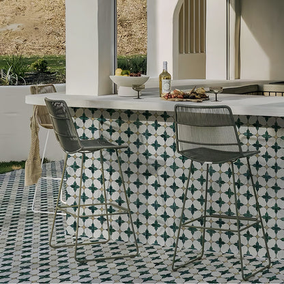 Floral Leaf Metal & Stone Mosaic Tile For Bathrooms and Kitchen Backsplashes MST023