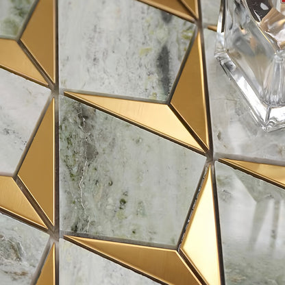 Light Luxury Geometric Stone & Metal Mosaic Tile For Bathrooms and Kitchen Backsplashes MST025