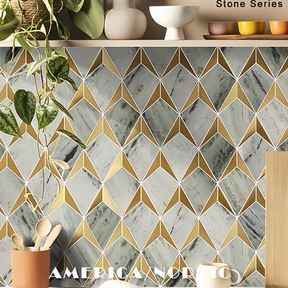 Light Luxury Geometric Stone & Metal Mosaic Tile For Bathrooms and Kitchen Backsplashes MST025