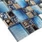 Metal Square Blue Glass Tile Backsplash For Kitchen and Bathroom FCMGT05