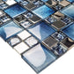 Metal Square Blue Glass Tile Backsplash For Kitchen and Bathroom FCMGT05