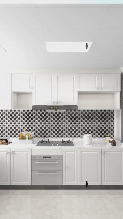 Checkerboard Midnight Metal Fusion Mosaic Tile