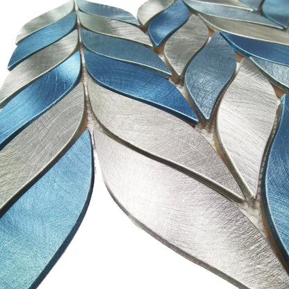 Metallic Blue Leaf Backsplash Tile Aluminum Mosaic ALT130
