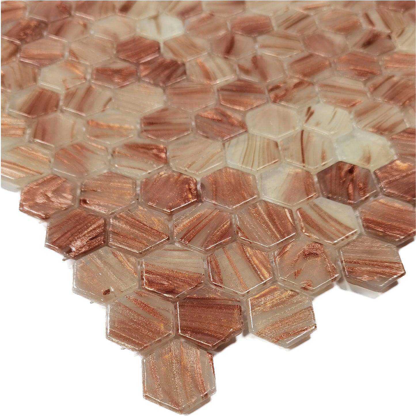 Orange Glass Mosaic Backsplash Hexagon Tile