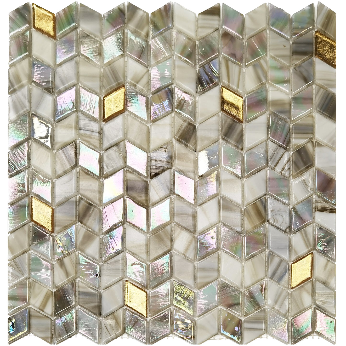 Ivory Gold Diamond Backsplash Tile Dimond Glass Mosaic GMT509