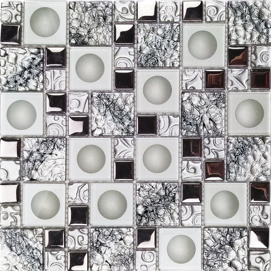 Silver Orb Backsplash Mosaic FCCGT018