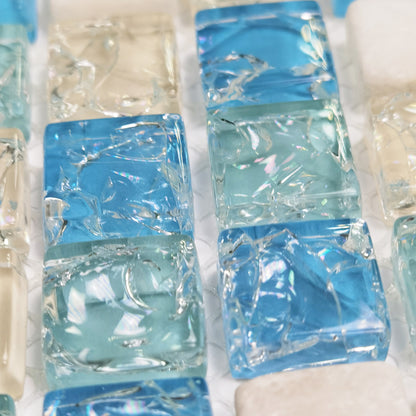 Light Blue Crackle Glass Tile Backsplash mixed Stone Mosaic