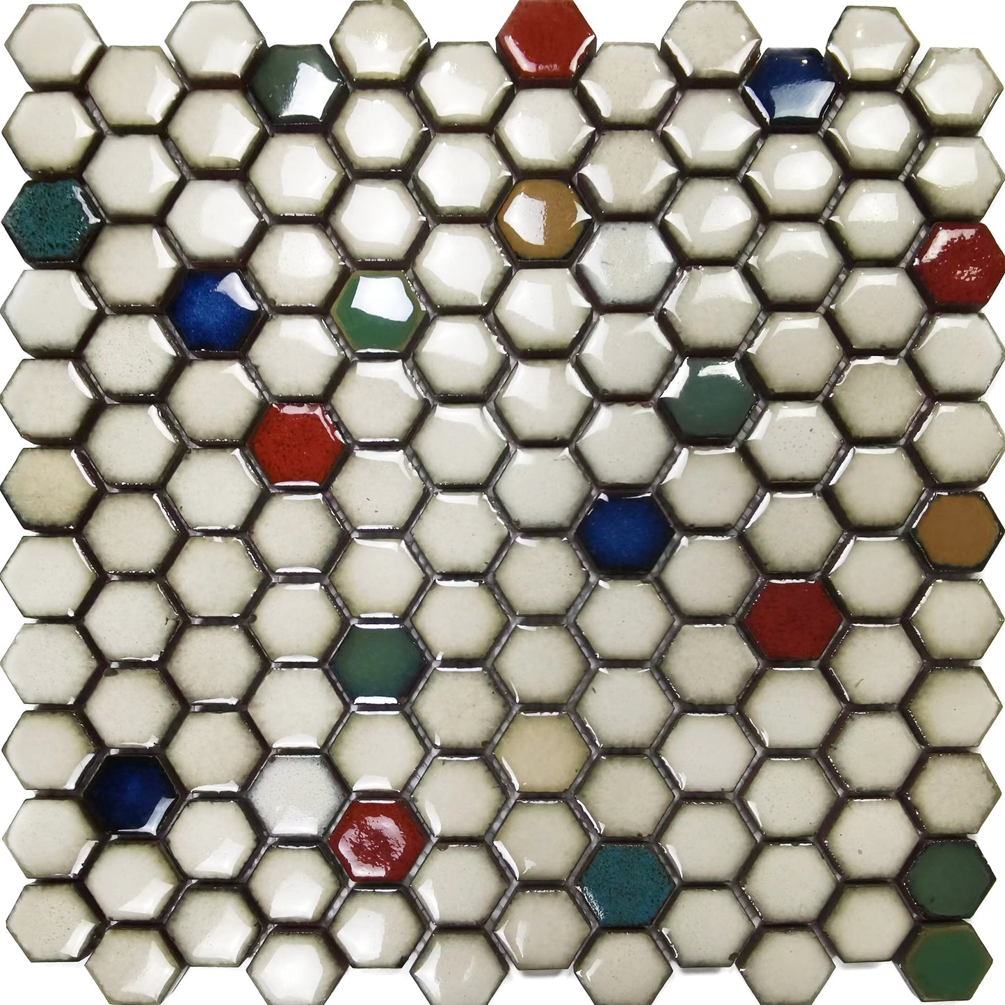 Honeycomb Hexagon Tile Rainbow Porcelain Mosaic Backsplash FCCPT121