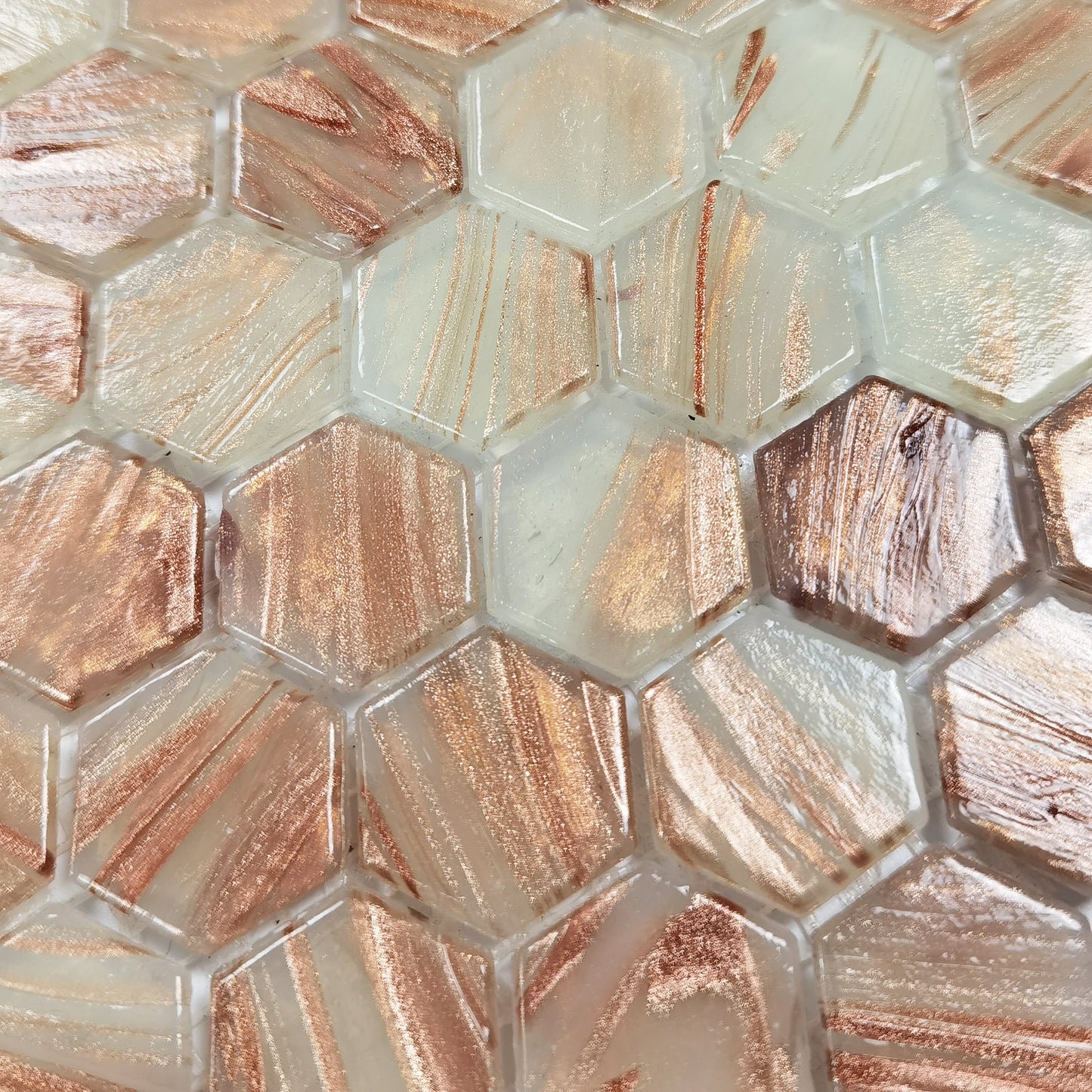 Orange Glass Mosaic Backsplash Hexagon Tile