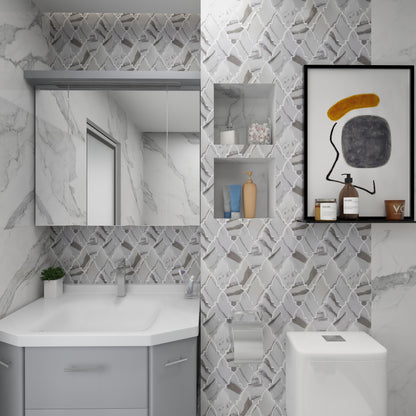 Arrow Bianco Carrara  Porcelain Tile  For Kitchen and Bathroom FCCPT061