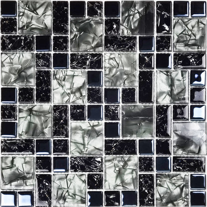 Obsidian Grid Backsplash Tile Glass Mosaic FCMGT018