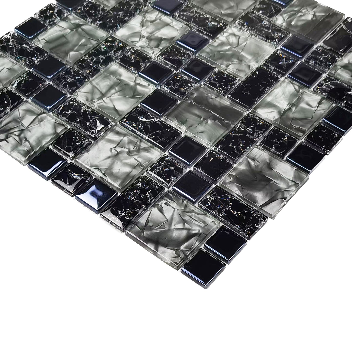 Obsidian Grid Backsplash Tile Glass Mosaic FCMGT018