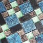 Green Glass Metal Tile Backsplash Square Mosaic FCGT54