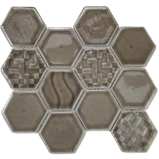 Reddish yellow Hexagon Porcelain Mosaic Backsplash FCCPT36