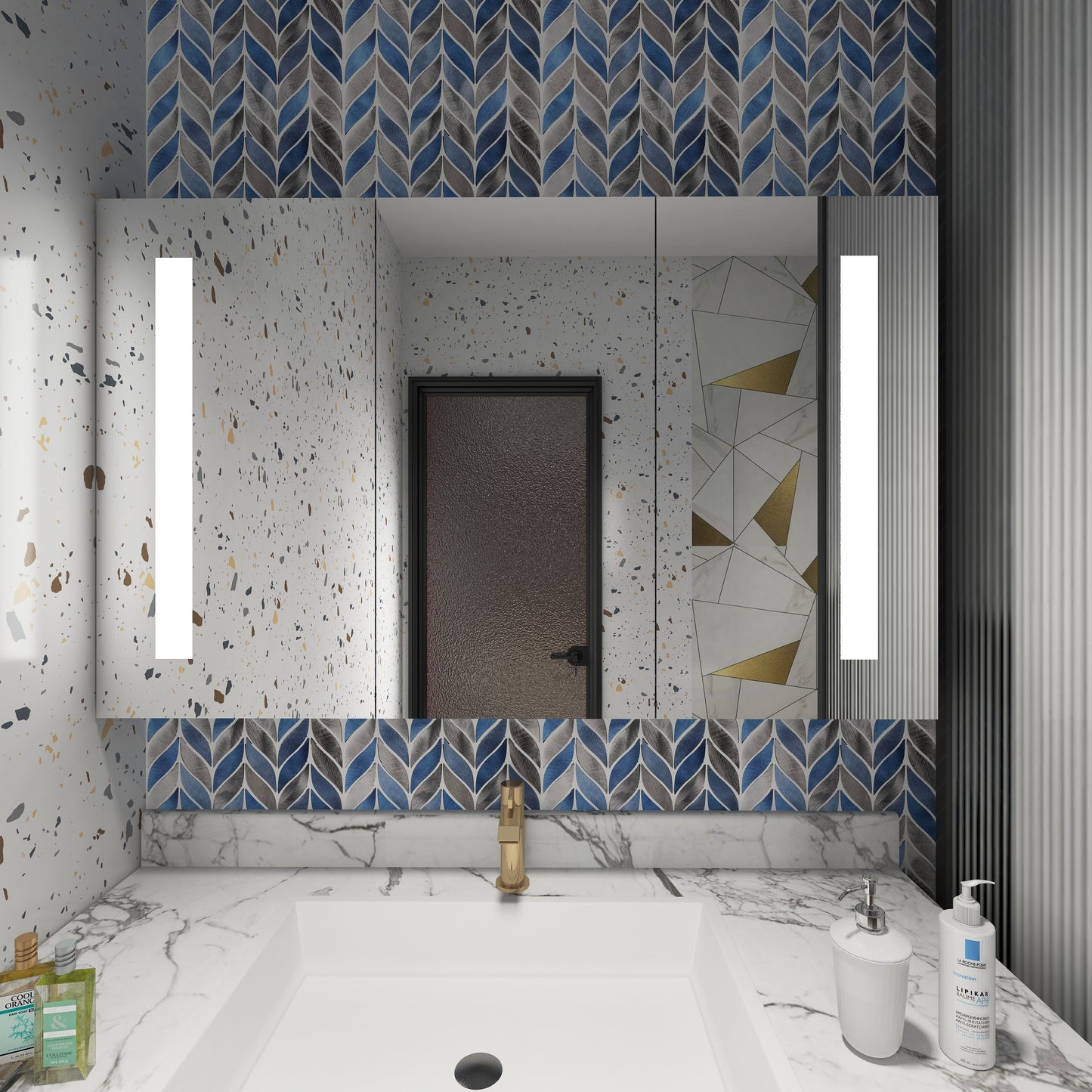 Metallic Blue Leaf Backsplash Tile Aluminum Mosaic