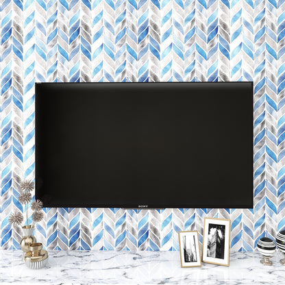 Metallic Blue Leaf Backsplash Tile Aluminum Mosaic ALT130