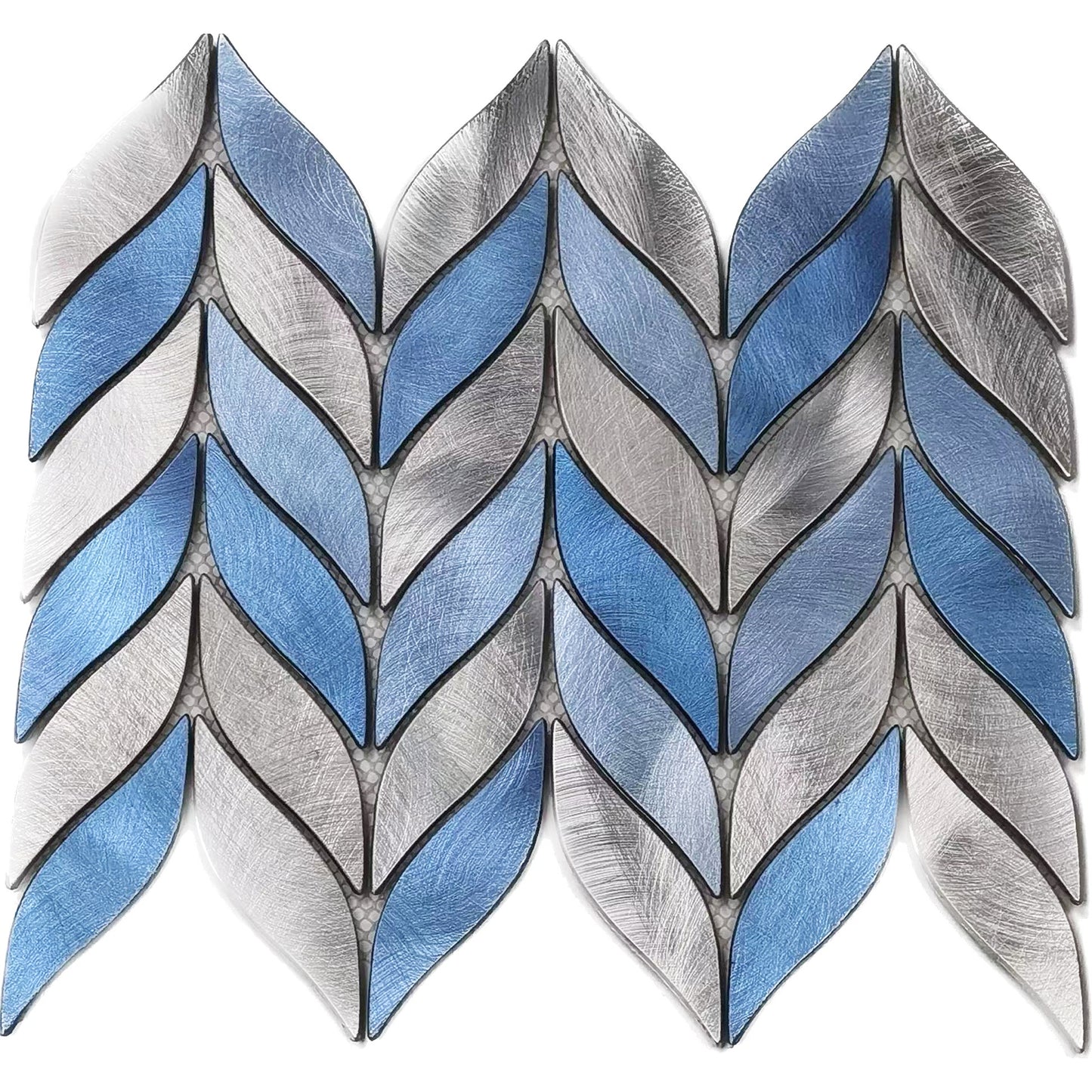 Metallic Blue Leaf Backsplash Tile Aluminum Mosaic