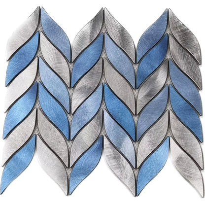 Metallic Blue Leaf Backsplash Tile Aluminum Mosaic ALT130