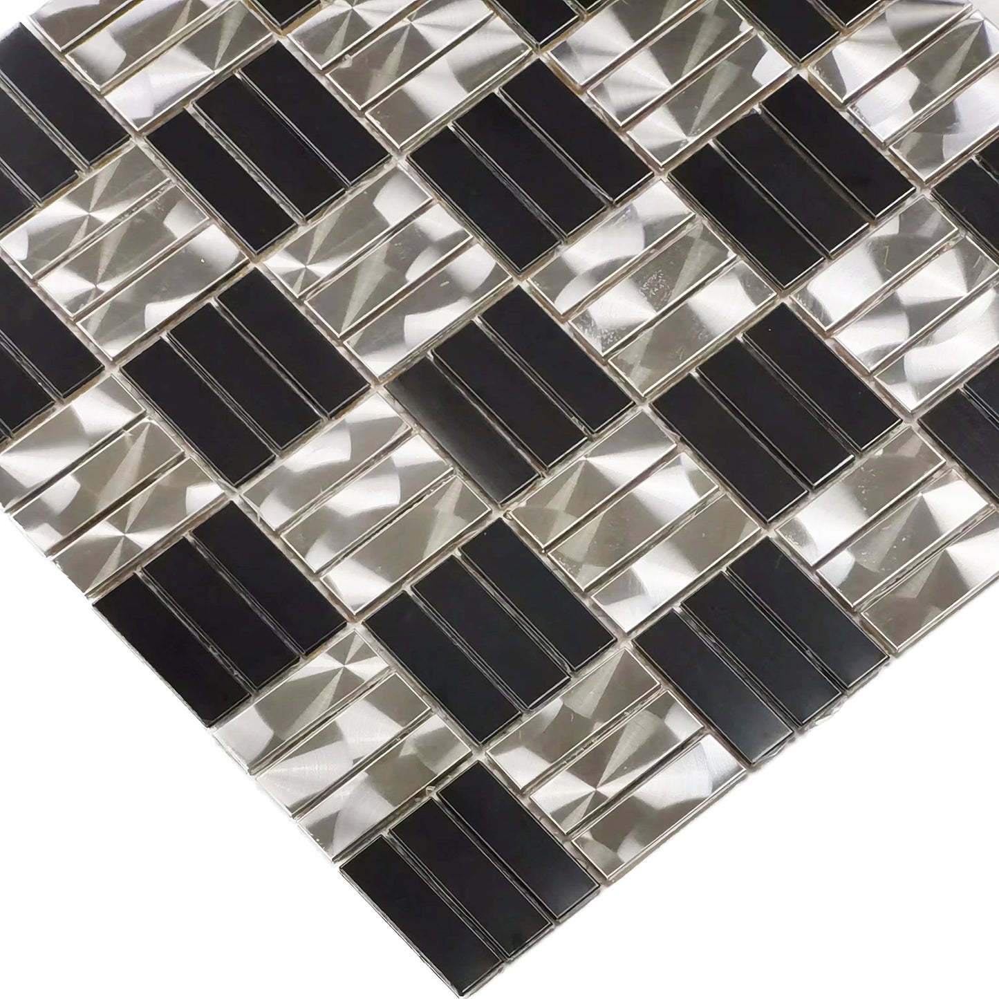 Checkerboard Midnight Metal Fusion Mosaic Tile