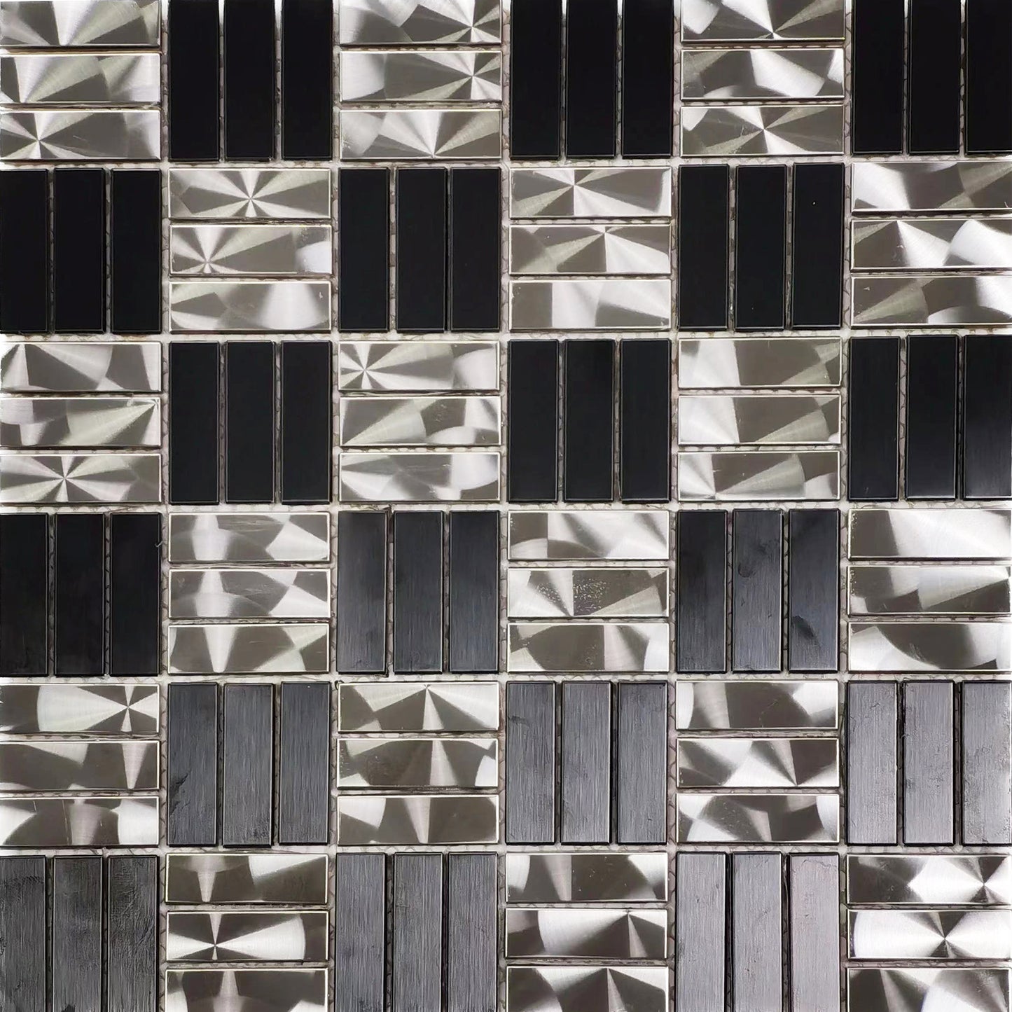 Checkerboard Midnight Metal Fusion Mosaic Tile